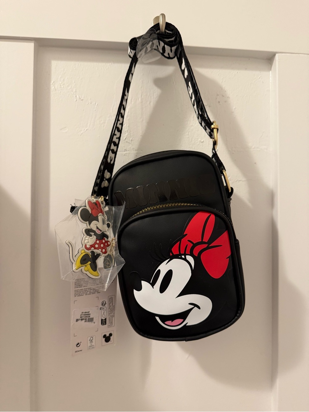Disney Minnie Mouse Black Crossbody Bag with Red Bow
